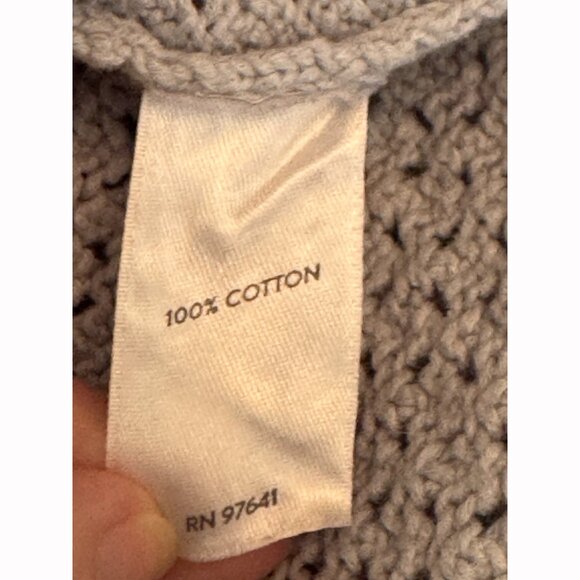 J. Jill Open Knit Lace Up Sweater Women’s Size M Gray Boho Coastal - Picture 9 of 11